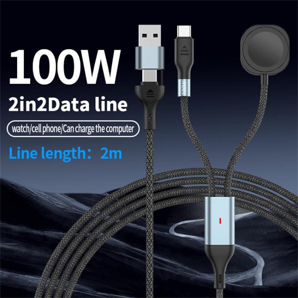 2m 2 in 1 USB A/USB C to USB-C/for Apple Watch Wireless Charging Dock PD 100W Fast Charging Cable A
2m 2 in 1 USB A/USB C to USB-C/for Apple Watch Wireless Charging Dock PD 100W Fast Charging Cable A