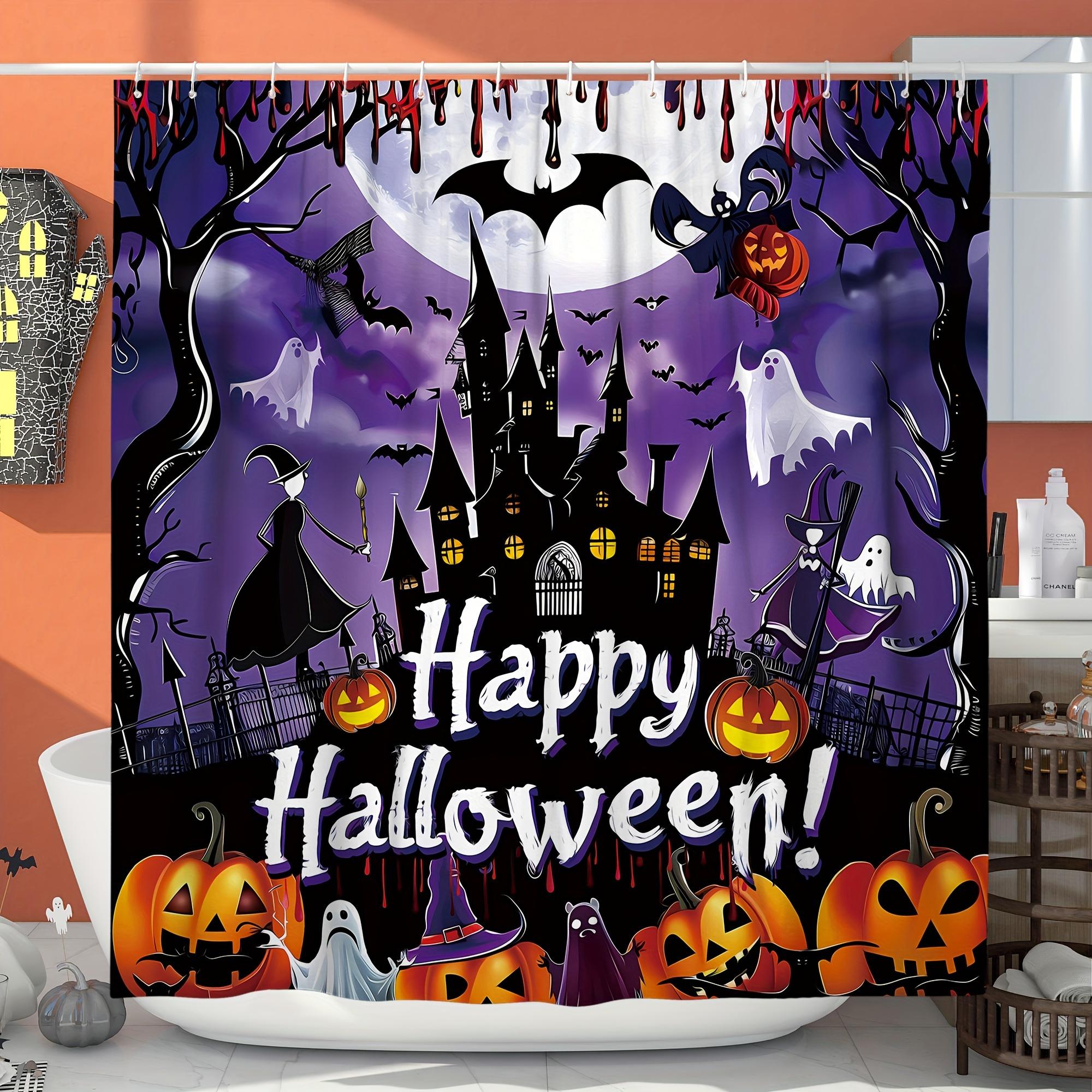 Halloween Ghost Pumpkin Witch Castle Gothic Horror Purple Black Orange Shower Curtain Set, Polyester, Washable, Machine Washable W60H190(CM)-1 Pcs
Halloween Ghost Pumpkin Witch Castle Gothic Horror Purple Black Orange Shower Curtain Set, Polyester, Washable, Machine Washable W60H190(CM)-1 Pcs
