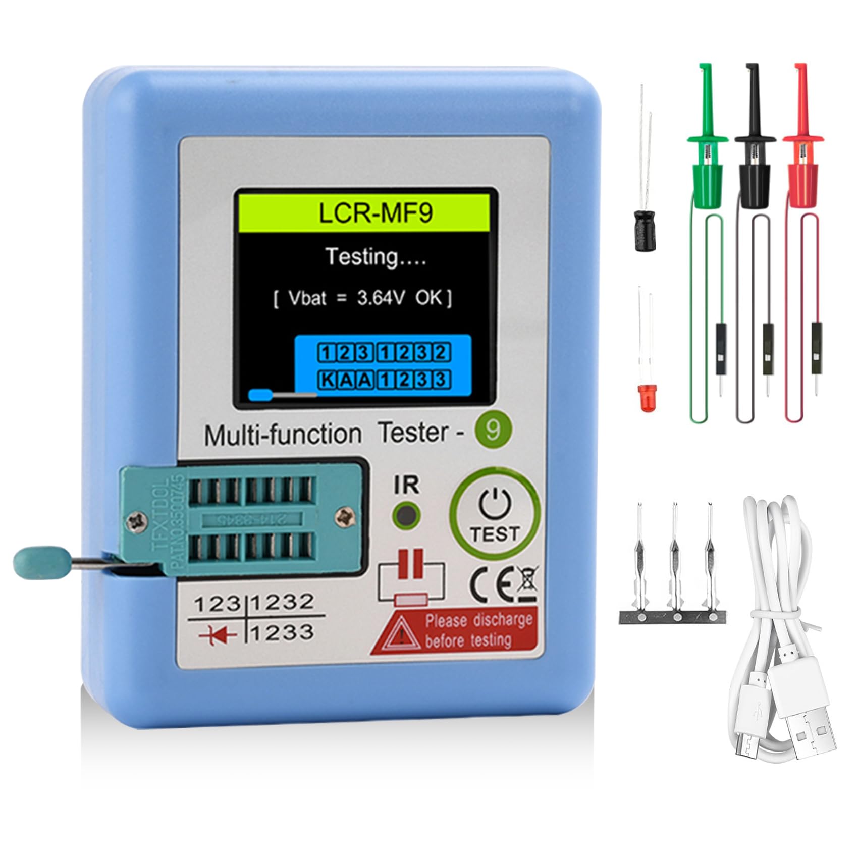 Aideepen MF9 Transistor Tester with 1.8-inch TFT Color Screen, High Precision, Multifunctional, Electronic Component Testing, LCR Meter, Automatic Det
Aideepen MF9 Transistor Tester with 1.8-inch TFT Color Screen, High Precision, Multifunctional, Electronic Component Testing, LCR Meter, Automatic Det