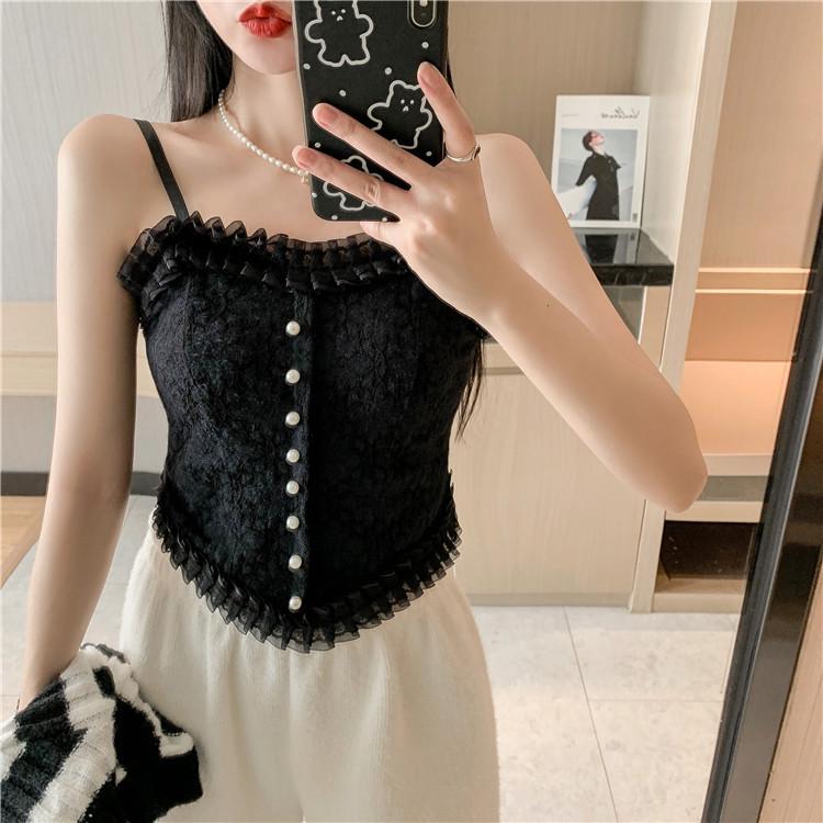 Elegant Lace Pearl Strappy Tank Top with Chest Pads for Women One Size чорний
Elegant Lace Pearl Strappy Tank Top with Chest Pads for Women One Size чорний
