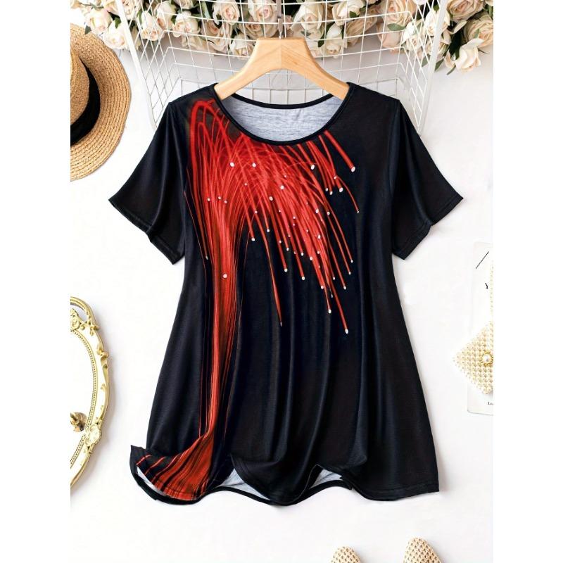 Large size women s fashion printed short-sleeved crew neck, new shirt summer casual 5XL красный
Large size women s fashion printed short-sleeved crew neck, new shirt summer casual 5XL красный