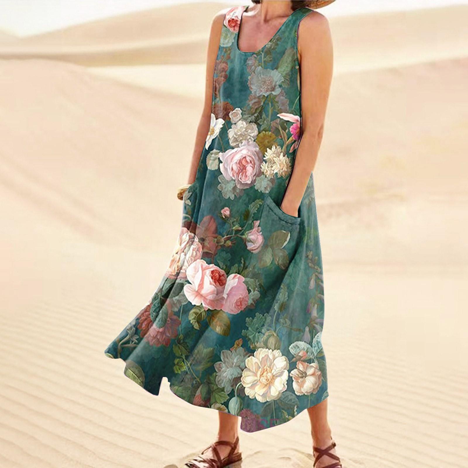 Модное летнее повседневное удобное хлопковое платье без рукавов с цветочным принтом и карманным пляжным платьем для женщин L зелёный
Модное летнее повседневное удобное хлопковое платье без рукавов с цветочным принтом и карманным пляжным платьем для женщин L зелёный