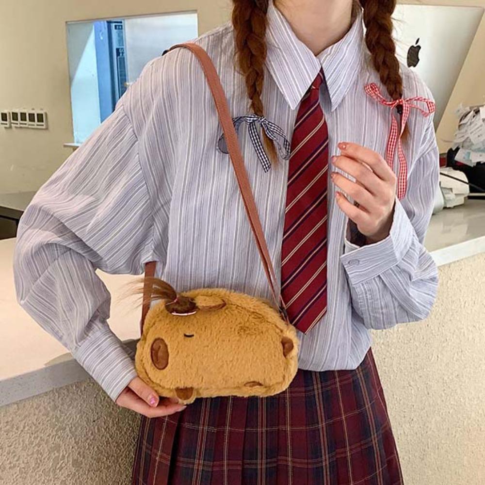 Cute Cartoon Shoulder Pouch Lightweight Creative Crossbody Bag Creative Capybara Plush Bag Girls 
Cute Cartoon Shoulder Pouch Lightweight Creative Crossbody Bag Creative Capybara Plush Bag Girls
