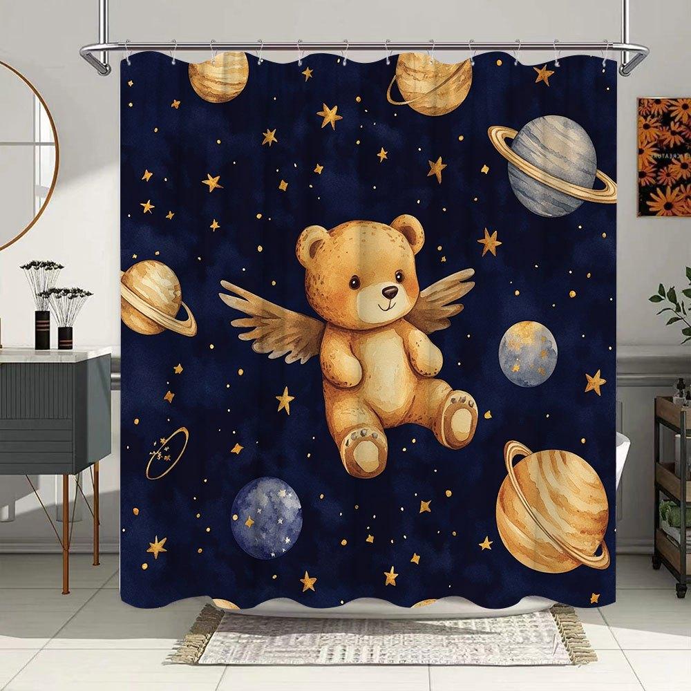 Cute Space Bear Print Waterproof Shower Curtain For Bathroom, Fun Cosmic Design High-End Toilet Partition Curtain W60H190(CM)-1 Pcs
Cute Space Bear Print Waterproof Shower Curtain For Bathroom, Fun Cosmic Design High-End Toilet Partition Curtain W60H190(CM)-1 Pcs