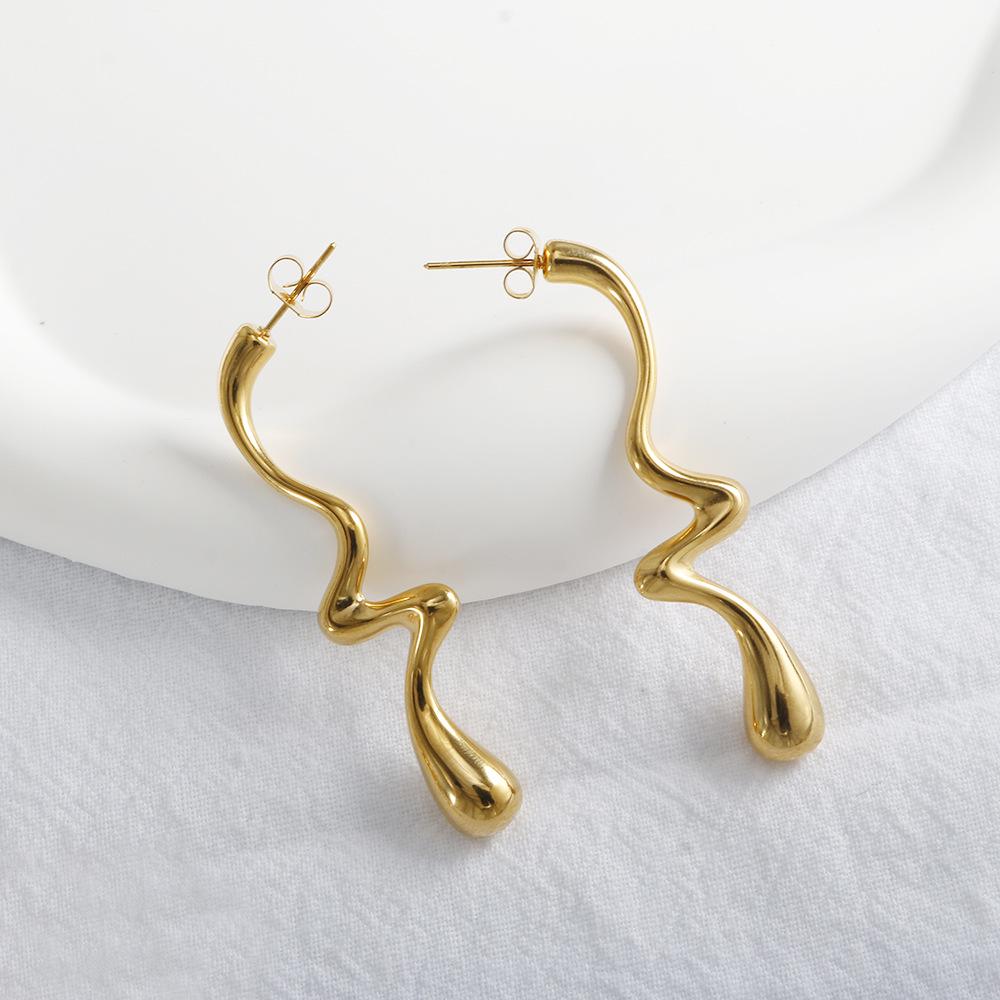 Minimalist European & American Style Stainless Steel Water Drop Earrings for Women - Modern & Chic Design
Minimalist European & American Style Stainless Steel Water Drop Earrings for Women - Modern & Chic Design