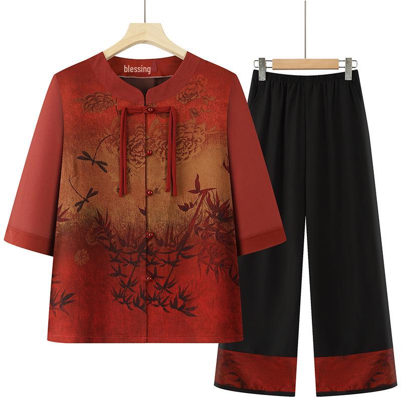 2026 Summer Chinese Style Plus Size Seven-Sleeve Suit for Middle-Aged and Elderly Women - Mother s Two-Piece Set 5XL (140-155 Jin) красный
2026 Summer Chinese Style Plus Size Seven-Sleeve Suit for Middle-Aged and Elderly Women - Mother s Two-Piece Set 5XL (140-155 Jin) красный