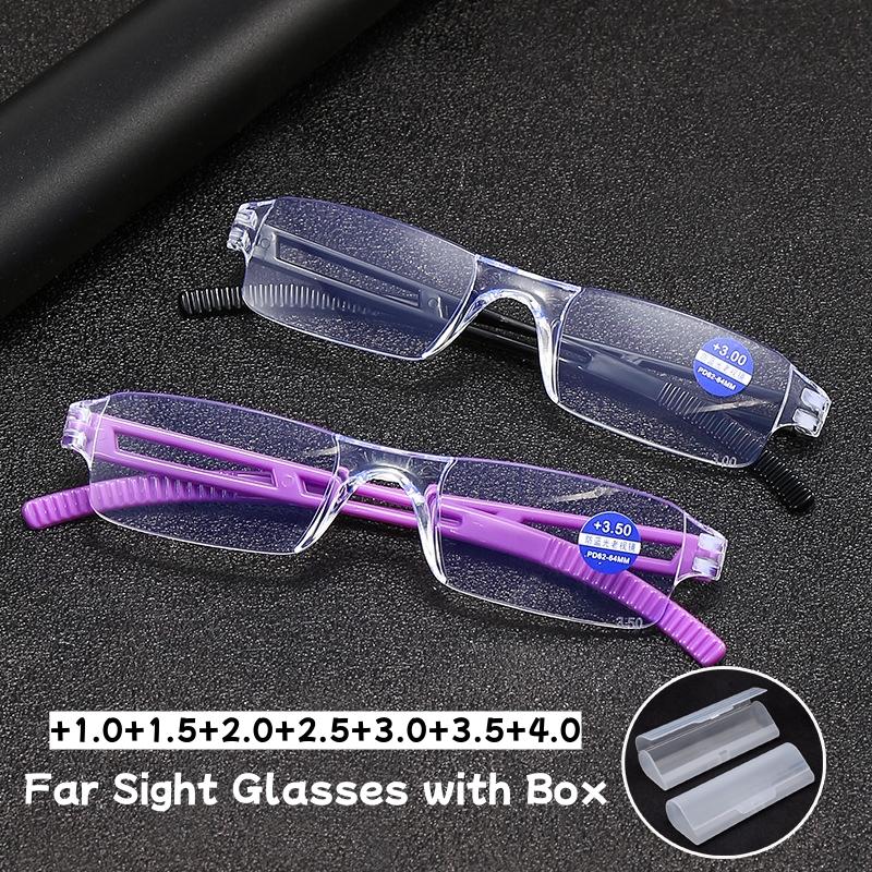 Vintage Rimless Reading Glasses with Box Men Women Retro Square Frame Presbyopia Unisex Retro Transparent Far Sight Eyeglasses
Vintage Rimless Reading Glasses with Box Men Women Retro Square Frame Presbyopia Unisex Retro Transparent Far Sight Eyeglasses