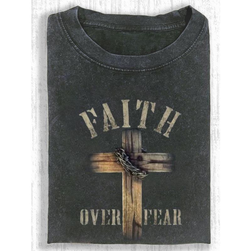 European sizes Faith Over Fear Vintage Distressed Cross with Chain Design Crew Neck T Shirt for Overcoming Adversity Casual Streetwear S чёрный
European sizes Faith Over Fear Vintage Distressed Cross with Chain Design Crew Neck T Shirt for Overcoming Adversity Casual Streetwear S чёрный