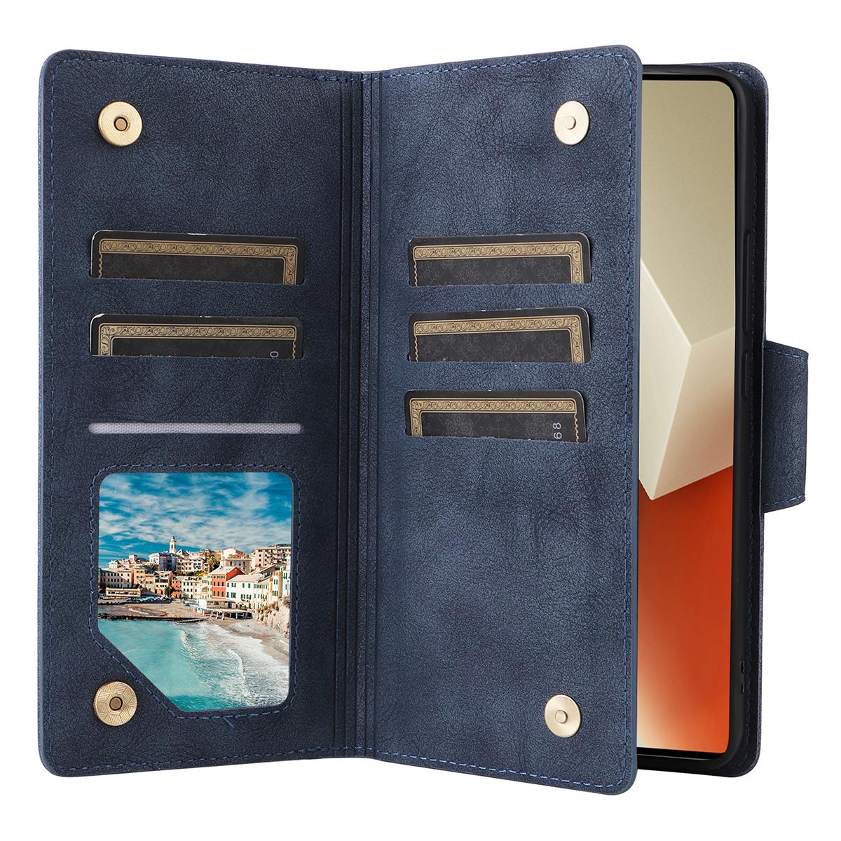 For Xiaomi Redmi Note 13 5G Leather Case Rivet Decor 9 Card Holder Slots Zipper Pocket Cover Blue
For Xiaomi Redmi Note 13 5G Leather Case Rivet Decor 9 Card Holder Slots Zipper Pocket Cover Blue