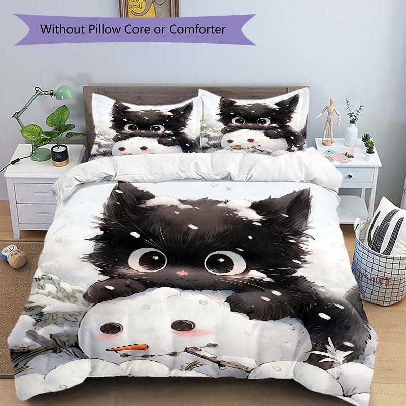 3pcs Snowman & Cute Cat Printed Quilt Set - Includes 1 Quilt Cover and 2 Pillowcases, Machine Washable - Suitable for All Seasons.N088 135x200cm
3pcs Snowman & Cute Cat Printed Quilt Set - Includes 1 Quilt Cover and 2 Pillowcases, Machine Washable - Suitable for All Seasons.N088 135x200cm