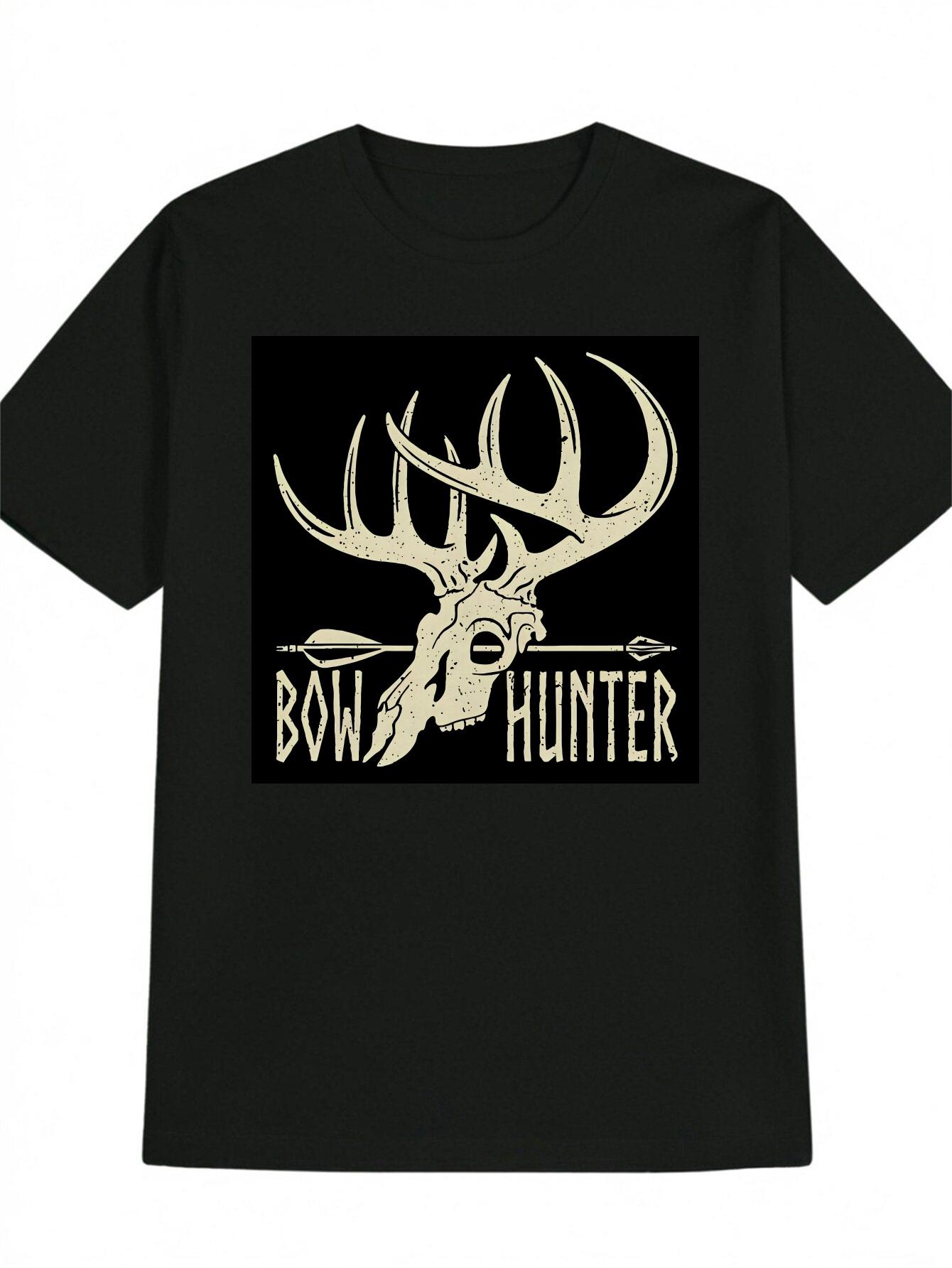 Casual Short Sleeve T-shirt with Bow Hunter Deer Skull & Antlers Graphic Print - Black Round Neck Summer Top M
Casual Short Sleeve T-shirt with Bow Hunter Deer Skull & Antlers Graphic Print - Black Round Neck Summer Top M