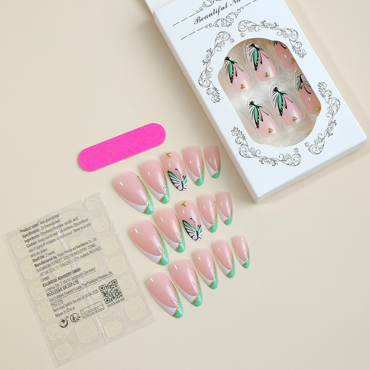 Миндалевидные накладные ногти с блестками-бабочками и наклейками - Носимые произведения нейл-арта
Миндалевидные накладные ногти с блестками-бабочками и наклейками - Носимые произведения нейл-арта