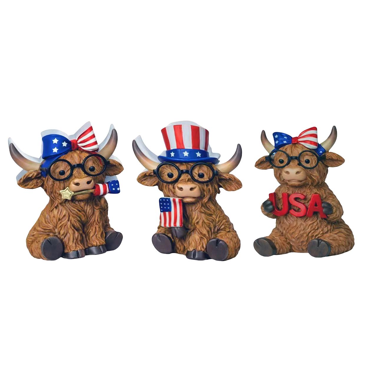 Wooden Highland Cow Figurine Set of 3 Desktop Decorative Ornaments for Holiday and Memorial Day Home Tabletop Display one size
Wooden Highland Cow Figurine Set of 3 Desktop Decorative Ornaments for Holiday and Memorial Day Home Tabletop Display one size