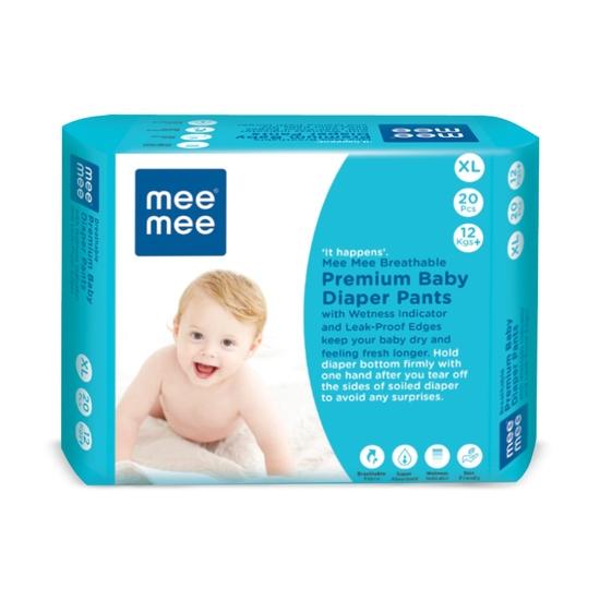 Mee Mee Premium Breathable Baby Diaper Pants Extra Large (XL) Size,20 Pieces For 0-2 Years,12 Kg |Fast Absorbing, Cotton Soft Feel
Mee Mee Premium Breathable Baby Diaper Pants Extra Large (XL) Size,20 Pieces For 0-2 Years,12 Kg |Fast Absorbing, Cotton Soft Feel