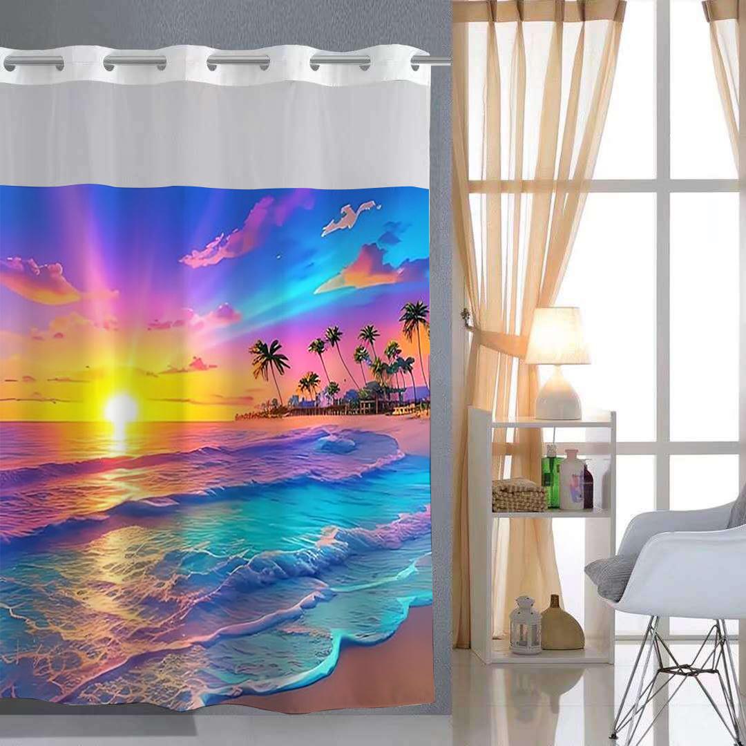 No Hook Beach Fishes Pattern Shower Curtain With Snap-In Fabric Liner, Sheer Top Window, Waterproof Double Layer Bathtub Curtain W60H190(CM)-1 Pcs
No Hook Beach Fishes Pattern Shower Curtain With Snap-In Fabric Liner, Sheer Top Window, Waterproof Double Layer Bathtub Curtain W60H190(CM)-1 Pcs
