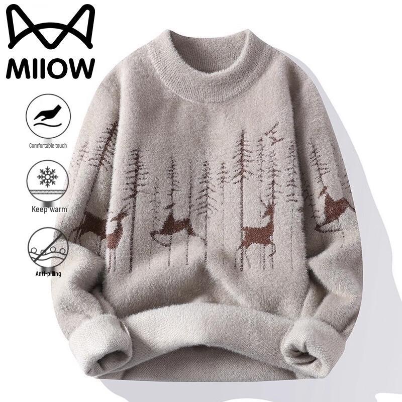 Mao Ren Men s Thickened Deer Pattern Pullover Sweater L
Mao Ren Men s Thickened Deer Pattern Pullover Sweater L
