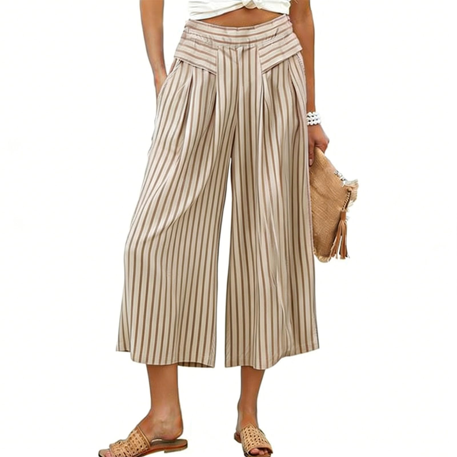 Women s Striped Wide Leg With High Waist Casual Loose Fit Cropped Pant With Pockets M кофейный
Women s Striped Wide Leg With High Waist Casual Loose Fit Cropped Pant With Pockets M кофейный