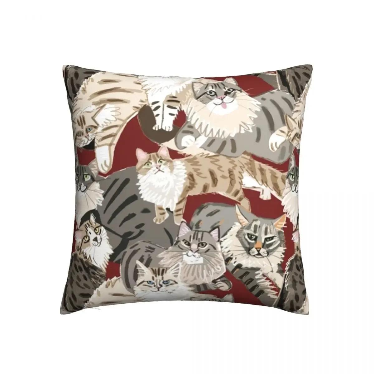 Кошачий Рай Милые Котики Домашние Животные Наволочка Принт Полиэстер Наволочка для Подушки Декорации Наволочка Спальня На молнии 66x66cm розовый
