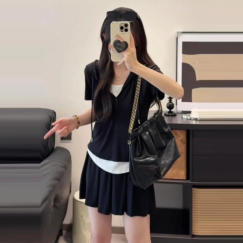 Women s Summer Breathable Grey Hooded Top And Pleated Skirt Two Piece Set M чёрный
Women s Summer Breathable Grey Hooded Top And Pleated Skirt Two Piece Set M чёрный