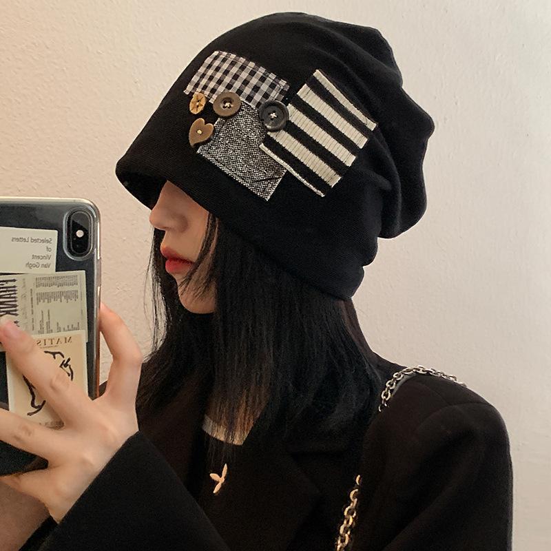 Japanese-style black beanie for women, spring and autumn, trendy striped patch design, makes the face look smaller, suitable for large head sizes M(56-58cm)
Japanese-style black beanie for women, spring and autumn, trendy striped patch design, makes the face look smaller, suitable for large head sizes M(56-58cm)