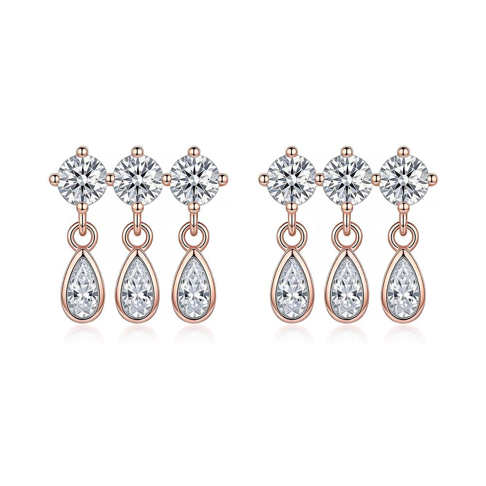 925 Sterling Silver Moissanite Drop Earrings for Women, Triple Round & Pear Cut Dangle Bridal Wedding Jewelry рожевий колір золота
925 Sterling Silver Moissanite Drop Earrings for Women, Triple Round & Pear Cut Dangle Bridal Wedding Jewelry рожевий колір золота