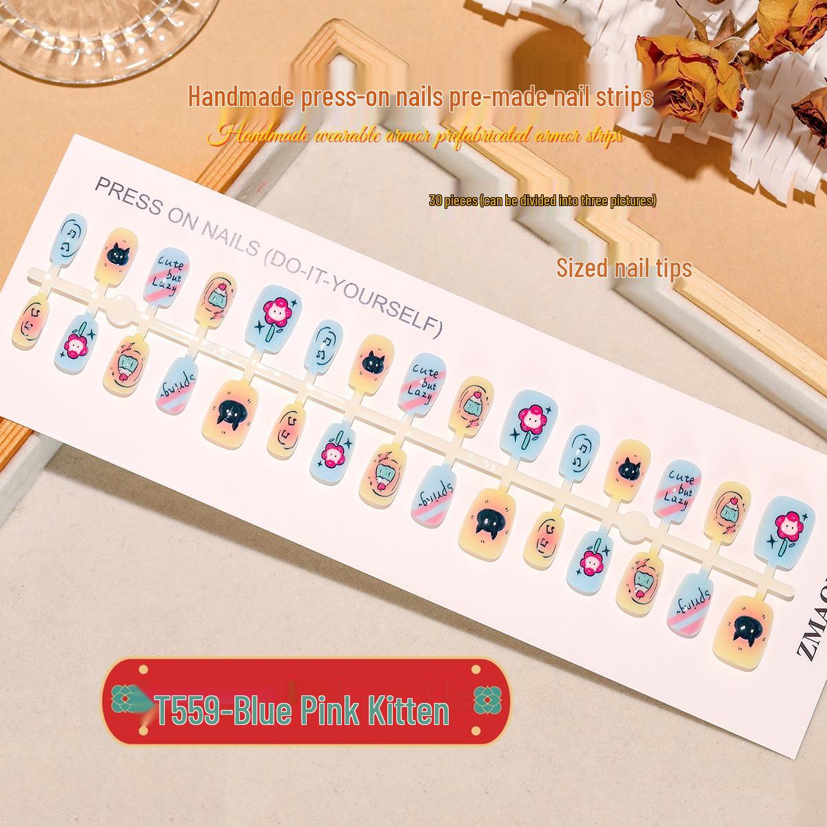 #T559 Blue-Pink Kitten Cartoon Nail Patches - 30 Super Cute Pre-made Cat Eye Designs XS
#T559 Blue-Pink Kitten Cartoon Nail Patches - 30 Super Cute Pre-made Cat Eye Designs XS