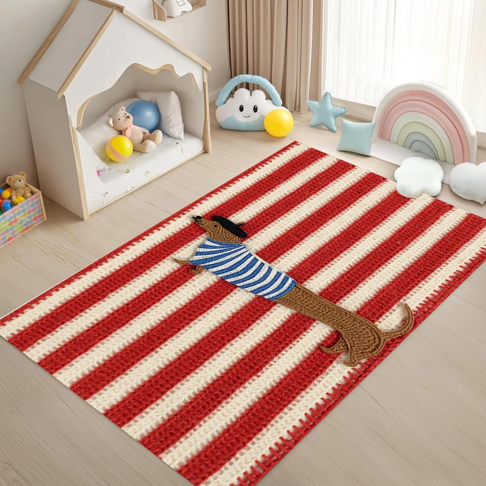Red White Stripe Dachshund Area Rug Non Slip Washable Mat for Nursery Playroom Kids Bedroom French Home Decor Aesthetic 40cm x 60cm
Red White Stripe Dachshund Area Rug Non Slip Washable Mat for Nursery Playroom Kids Bedroom French Home Decor Aesthetic 40cm x 60cm