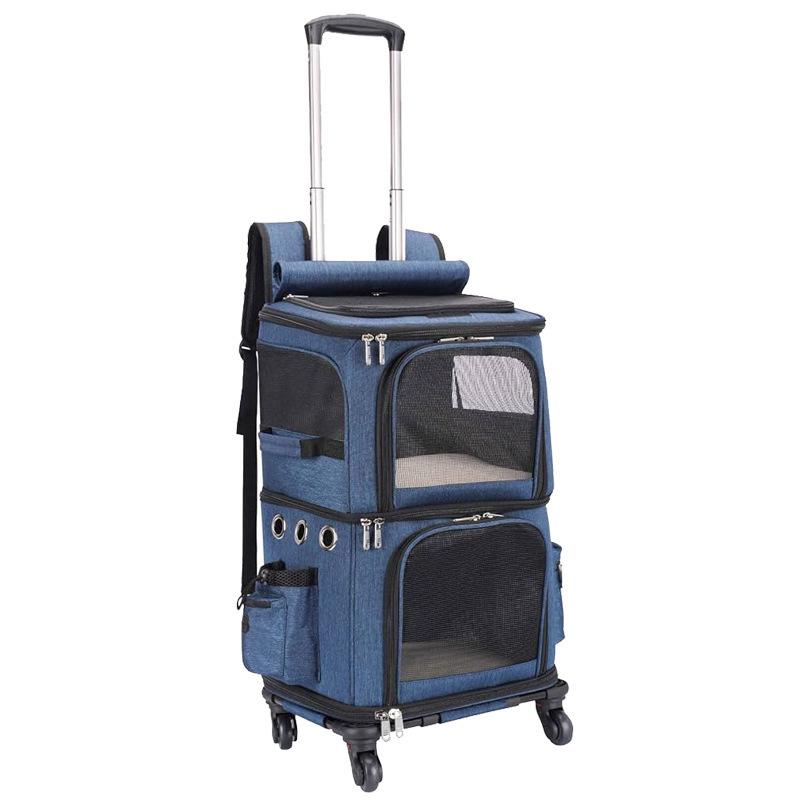 Двухслойная дышащая коляска для питомцев: Складная сумка-тележка большой вместимости для двух кошек
Двухслойная дышащая коляска для питомцев: Складная сумка-тележка большой вместимости для двух кошек