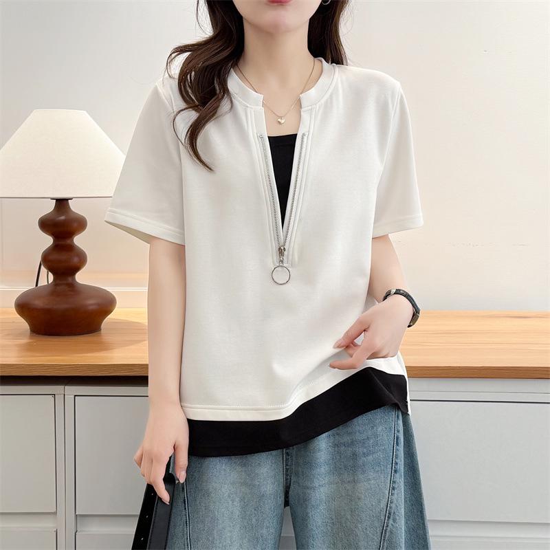2025 Women s Plus Size Slimming T-Shirt: Short Sleeve, Color Block, Fake 2-Piece Casual Top for Chubby Girls - Mamba Cotton 8661 3XL білий
2025 Women s Plus Size Slimming T-Shirt: Short Sleeve, Color Block, Fake 2-Piece Casual Top for Chubby Girls - Mamba Cotton 8661 3XL білий