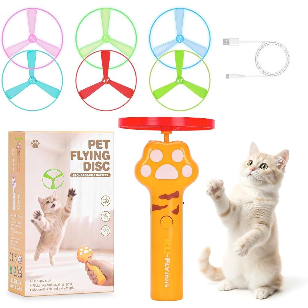 Rechargeable Electric Cat Flying Disc Launcher, Interactive Pet Fetch Toy with LED Glowing Propellers for Indoor/Outdoor Hunting Chasing & Training 1pcs коричневий
Rechargeable Electric Cat Flying Disc Launcher, Interactive Pet Fetch Toy with LED Glowing Propellers for Indoor/Outdoor Hunting Chasing & Training 1pcs коричневий