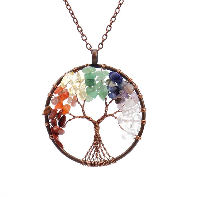 Handmade Crystal Tree of Life Necklace with Seven-Color Natural Stones N81
Handmade Crystal Tree of Life Necklace with Seven-Color Natural Stones N81