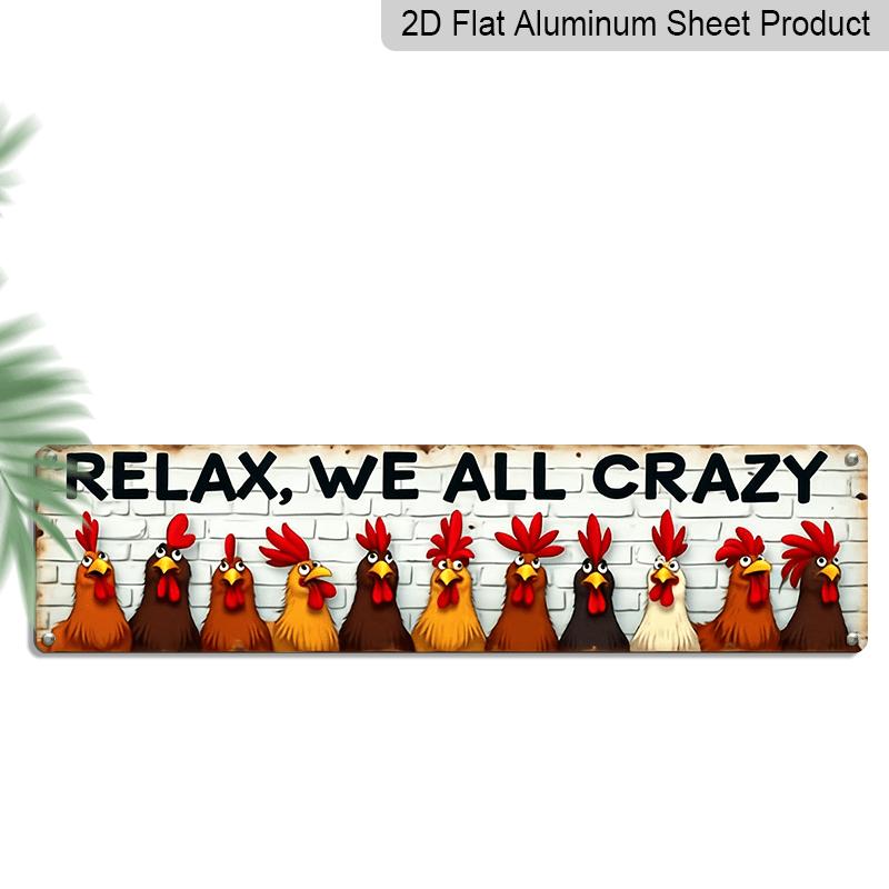 2D Flat, 1pc Funny Chicken Metal Wall Art Sign Relax We All Crazy Farmhouse Decor with Red Brown Rooster & Hens - Rustic Country Kitchen Aluminum 40cm x 10cm
2D Flat, 1pc Funny Chicken Metal Wall Art Sign Relax We All Crazy Farmhouse Decor with Red Brown Rooster & Hens - Rustic Country Kitchen Aluminum 40cm x 10cm