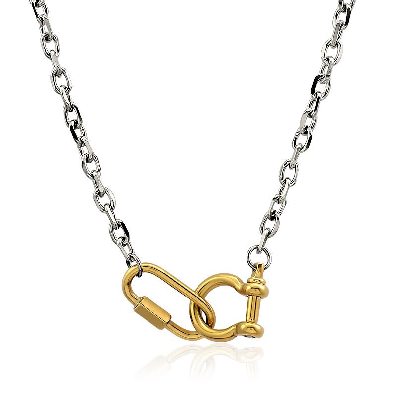 Simple 18K PVD Gold Plated Snake Chain Two Clasp U Shape Necklace Waterproof Horseshoe Necklace Stainless Steel
Simple 18K PVD Gold Plated Snake Chain Two Clasp U Shape Necklace Waterproof Horseshoe Necklace Stainless Steel