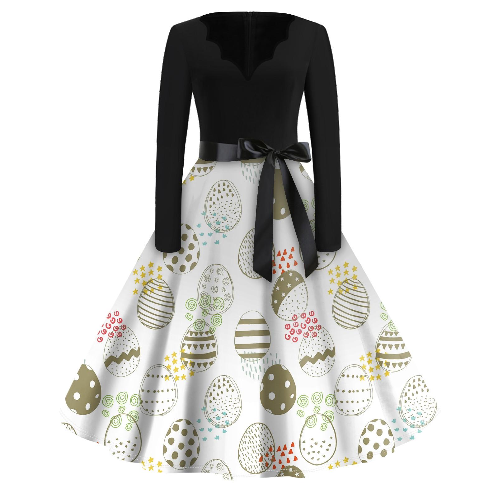 Женская мода с v-образным вырезом, повседневные тонкие пасхальные платья с длинным рукавом и принтом XL белый
Женская мода с v-образным вырезом, повседневные тонкие пасхальные платья с длинным рукавом и принтом XL белый