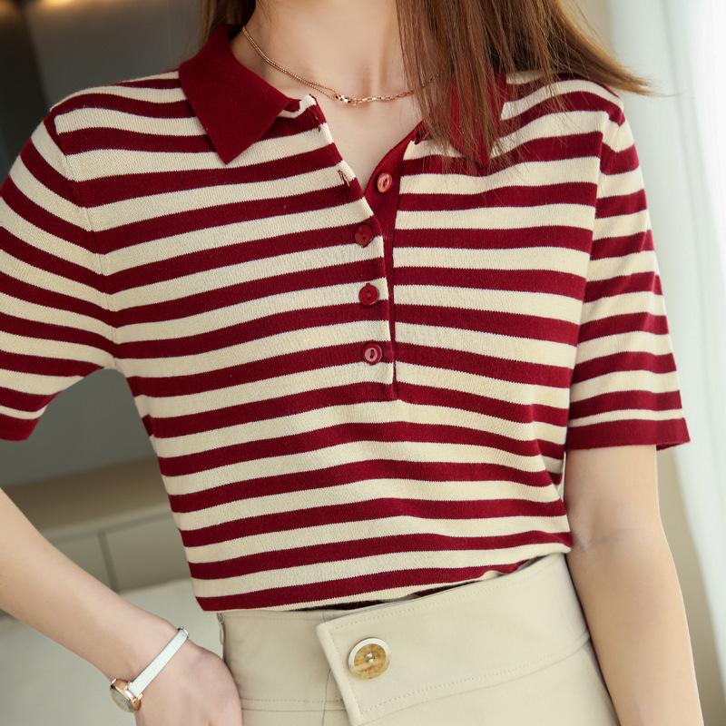 Женская полосатая хлопковая футболка с воротником-поло IHUASU, женский пуловер из хлопка и льна с коротким рукавом и трикотажным низом XL
Женская полосатая хлопковая футболка с воротником-поло IHUASU, женский пуловер из хлопка и льна с коротким рукавом и трикотажным низом XL