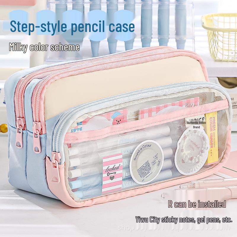 Large Transparent Color Block Pencil Case - Creative Multi-functional Japanese Design Ladder Pencil Case - Green Beige
Large Transparent Color Block Pencil Case - Creative Multi-functional Japanese Design Ladder Pencil Case - Green Beige