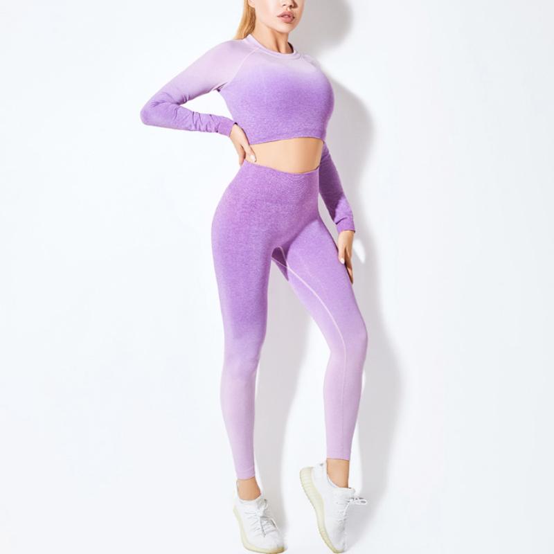 Nessaj Gradient Yoga Спортивные костюмы Женщины Бесшовные длинные рукава Фитнес-комплект Высокая талия Леггинсы Спортивные костюмы
Nessaj Gradient Yoga Спортивные костюмы Женщины Бесшовные длинные рукава Фитнес-комплект Высокая талия Леггинсы Спортивные костюмы