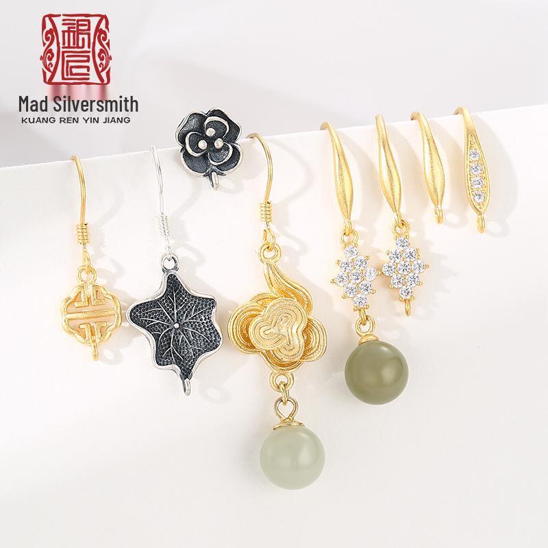 S925 Sterling Silver DIY Gold Sand Stud Earrings & Hooks - Handmade Dangle Ear Jewelry Accessories 925 Silver
S925 Sterling Silver DIY Gold Sand Stud Earrings & Hooks - Handmade Dangle Ear Jewelry Accessories 925 Silver