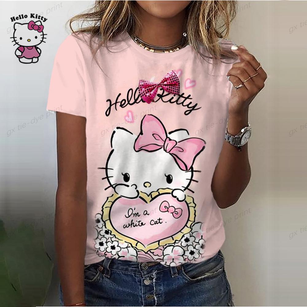 Summer New Women s Short sleeved T-shirt Anime KT Cat Printing 3D Digital Printing T-shirt Short sleeved Casual Shirt EMA S
Summer New Women s Short sleeved T-shirt Anime KT Cat Printing 3D Digital Printing T-shirt Short sleeved Casual Shirt EMA S