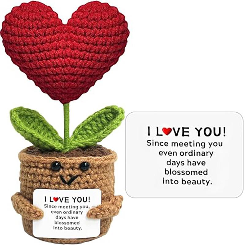Rose Potted Plant Positive Crochet Animals Doll With Card Desktop Ornament Emotional Support Handmade Knitted Cheer Up Toy
Rose Potted Plant Positive Crochet Animals Doll With Card Desktop Ornament Emotional Support Handmade Knitted Cheer Up Toy