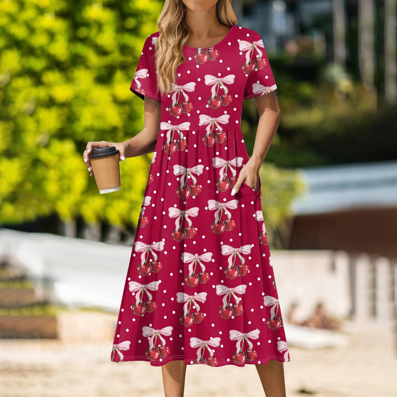 Women s Casual Print Round Neck Midi Dress Basic Classic Outdoor Everyday Short Sleeve Loose Dress Summer XL червоний
Women s Casual Print Round Neck Midi Dress Basic Classic Outdoor Everyday Short Sleeve Loose Dress Summer XL червоний