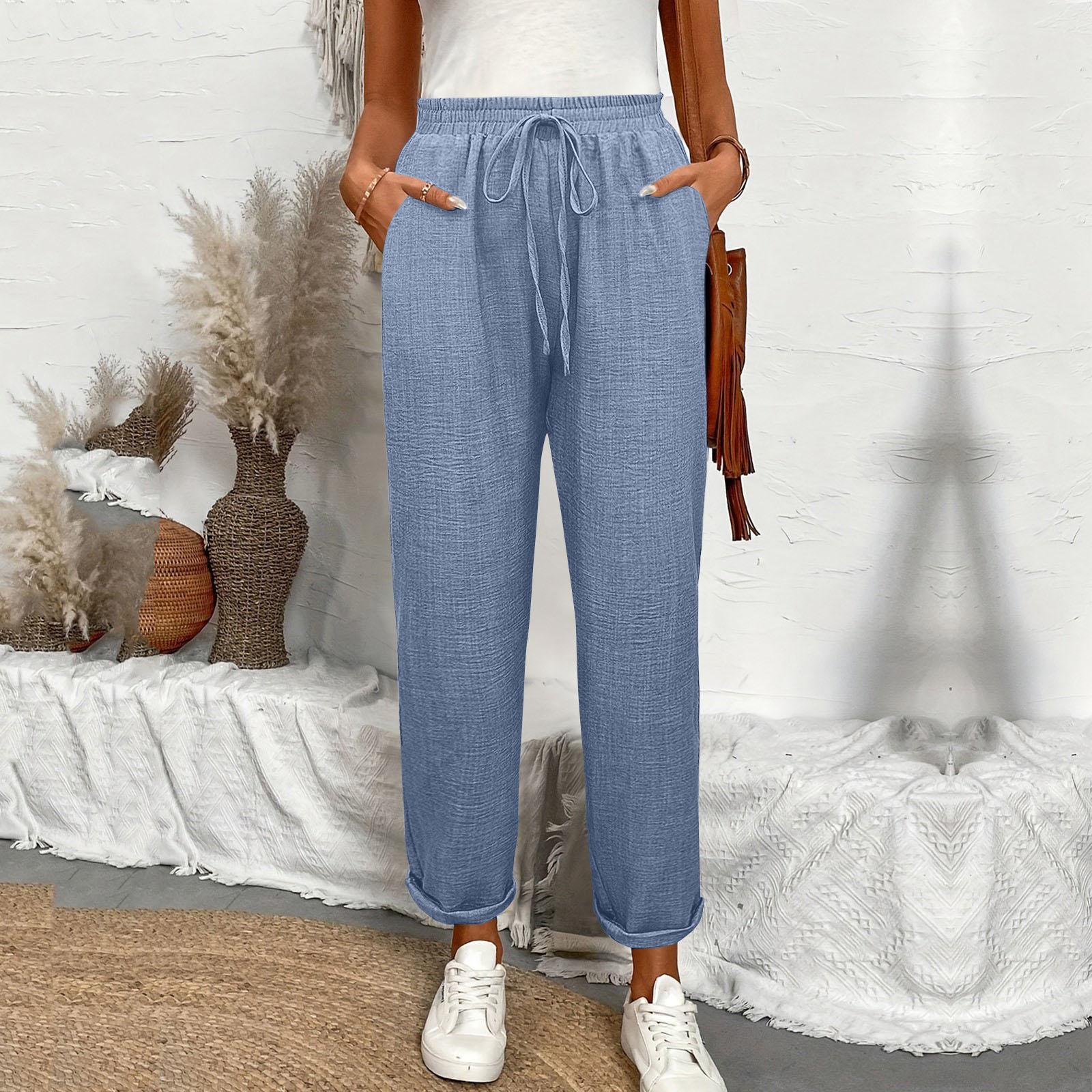 Drawstring Waist Slant Pockets Pants Casual Loose Tapered Pants For Spring Summer Women s Clothing S
Drawstring Waist Slant Pockets Pants Casual Loose Tapered Pants For Spring Summer Women s Clothing S