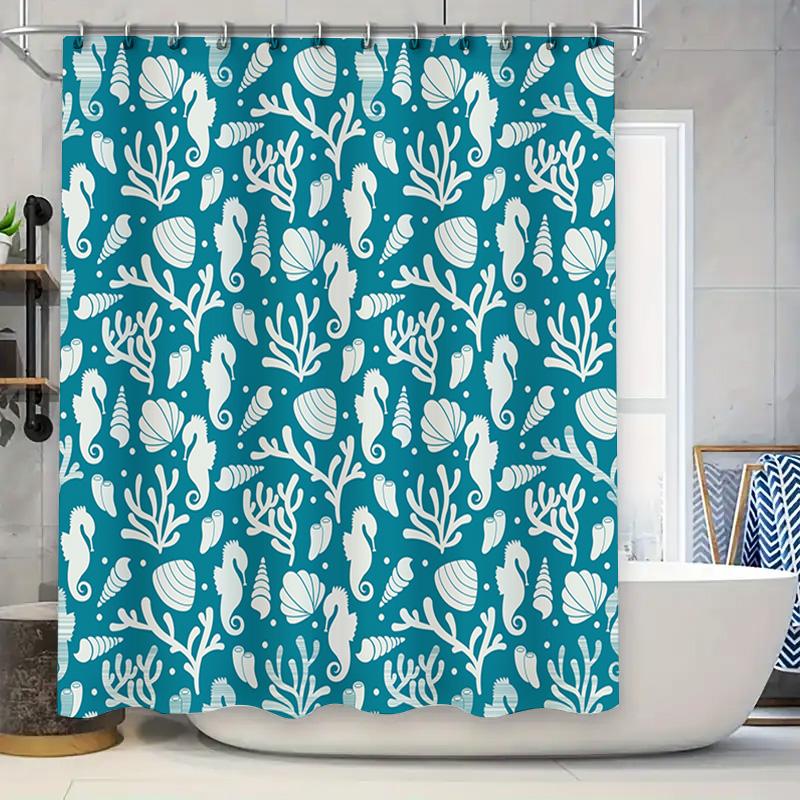 Sea Life Blue White Shower Curtain Waterproof Fabric Bath Decor With Seahorses Seashells Pattern For Bathroom Liners W60H190(CM)-1 Pcs
Sea Life Blue White Shower Curtain Waterproof Fabric Bath Decor With Seahorses Seashells Pattern For Bathroom Liners W60H190(CM)-1 Pcs