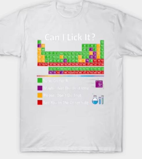 Can I lick it Periodic table chart science teachers cool emoji Tshirt SpringSummer casual streetwear t vintage t shirt 4XL
Can I lick it Periodic table chart science teachers cool emoji Tshirt SpringSummer casual streetwear t vintage t shirt 4XL