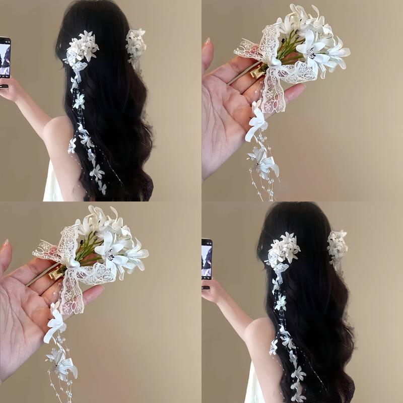 Fabric Lace Bow Flower Tassel Duckbill Clip Sweet Lolita Fresh Hairpin Elegant Versatile Hair Accessories Women
Fabric Lace Bow Flower Tassel Duckbill Clip Sweet Lolita Fresh Hairpin Elegant Versatile Hair Accessories Women