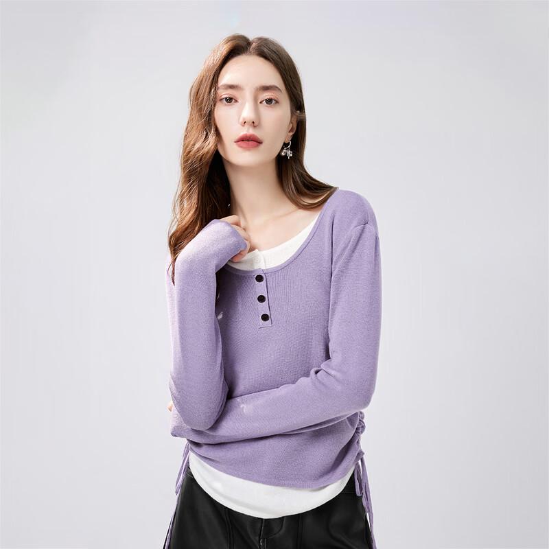 Women s Faux Two-Piece Round Neck Knit Top S
Women s Faux Two-Piece Round Neck Knit Top S