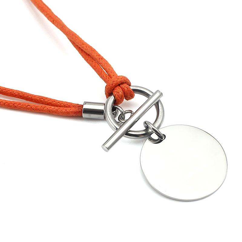 Women Genuine Leather Wax Cord Choker Necklace Stainless Steel Round Pendant Necklace Silver Color Lock Customed Name Necklace
Women Genuine Leather Wax Cord Choker Necklace Stainless Steel Round Pendant Necklace Silver Color Lock Customed Name Necklace