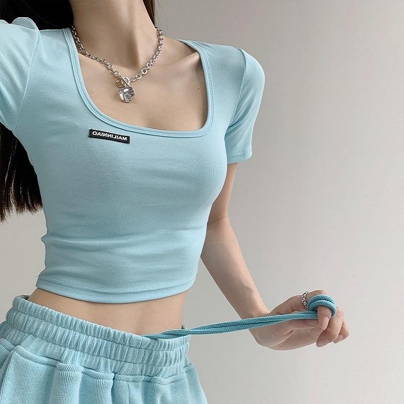 Design-sensual Short-sleeved Square Neck T-shirt for Ladies In Summer Slim and Slim Clavicle Low-neck Short Top Base Shirt B Practical Use S синий
Design-sensual Short-sleeved Square Neck T-shirt for Ladies In Summer Slim and Slim Clavicle Low-neck Short Top Base Shirt B Practical Use S синий