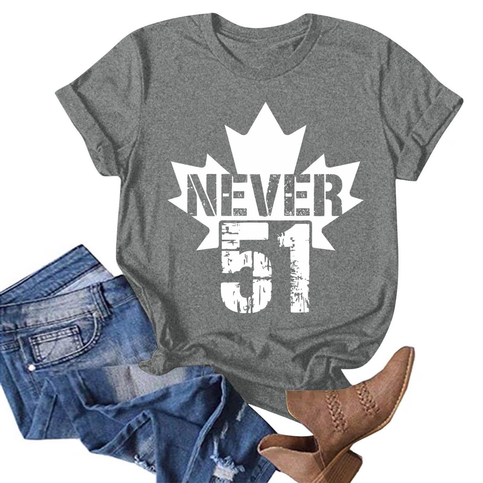 Женская повседневная модная уличная футболка с коротким рукавом Canada Never 51 State Around L
Женская повседневная модная уличная футболка с коротким рукавом Canada Never 51 State Around L