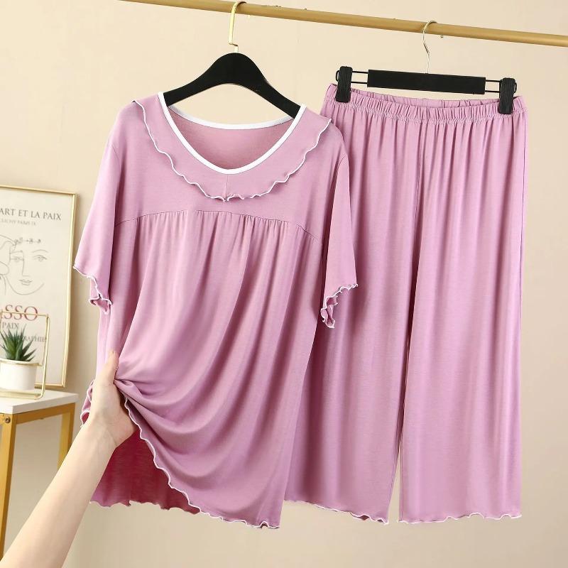 Women s Pajamas Set V Neck Short Sleeve Capri Pants Suit Modal Casual Sleep Wear Clothing Night Pijamas Sets M
Women s Pajamas Set V Neck Short Sleeve Capri Pants Suit Modal Casual Sleep Wear Clothing Night Pijamas Sets M